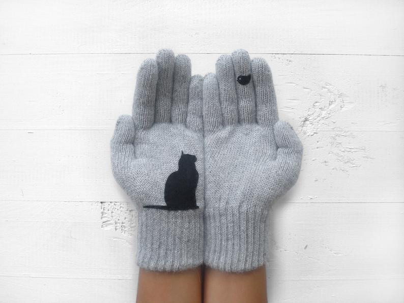 Cat Print Gloves