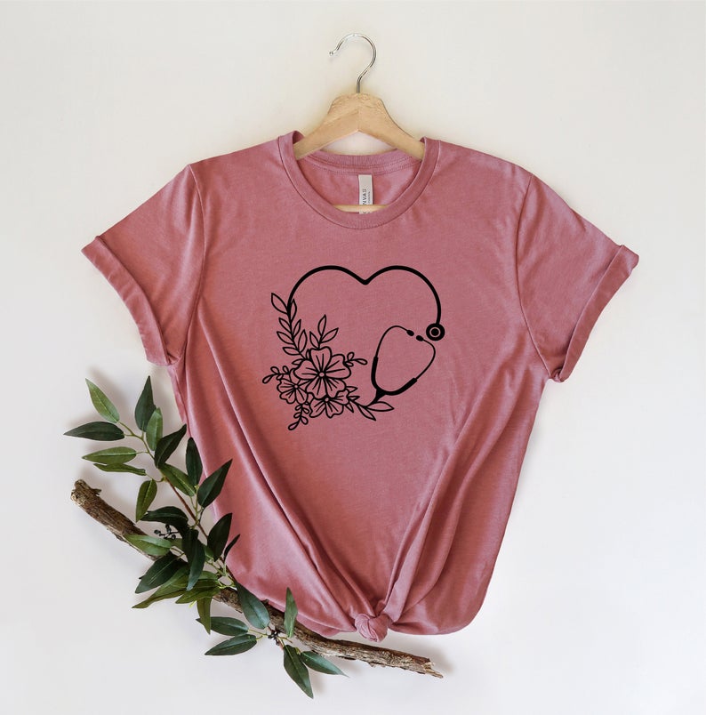 Floral Stethoscope Graphic Tee