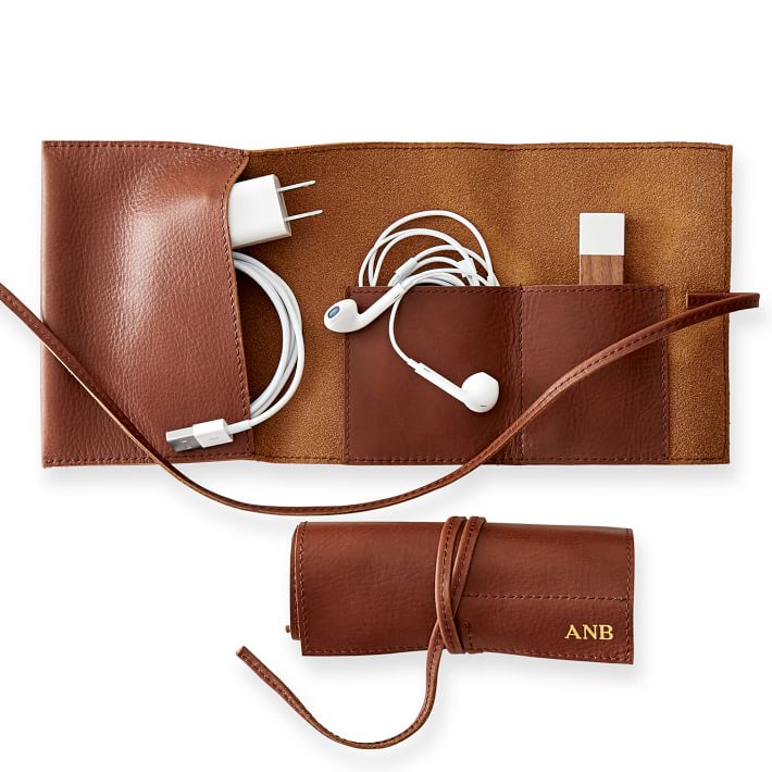 Leather Charger Roll-Up Bag