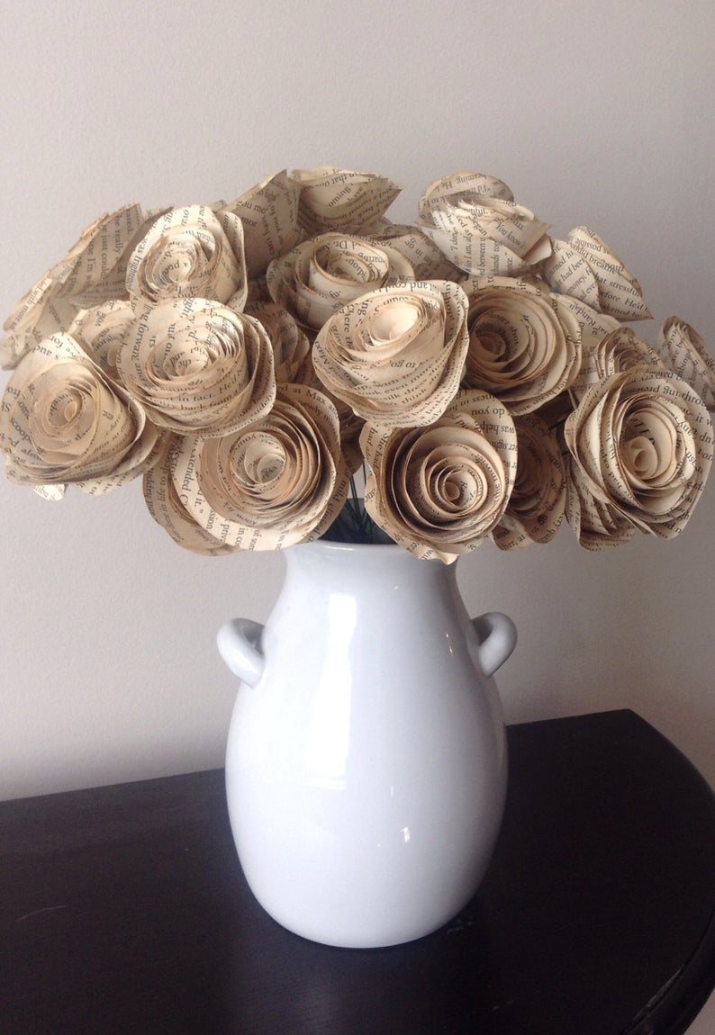 Recycled Book Page Roses