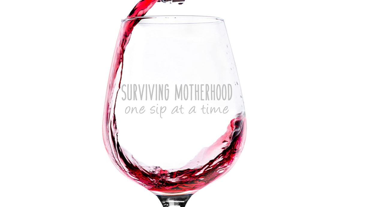 Surviving Motherhood Wine Glass